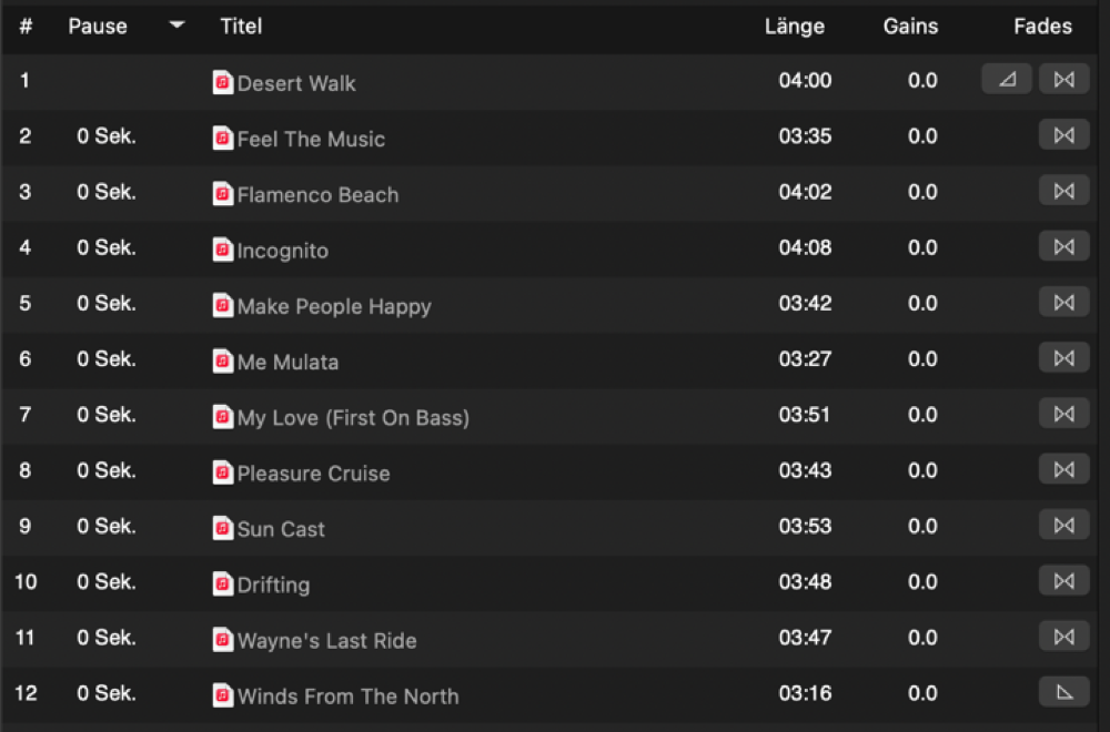Tracklist_Pleasure Cruise
